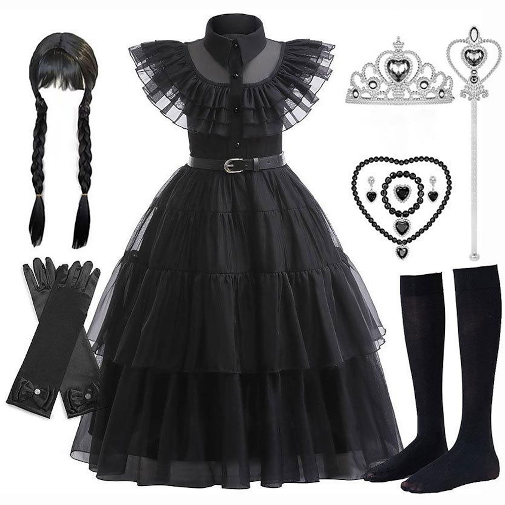 Mittwoch Addams Familie Addams Mittwoch Kleid Maskerade Mädchen Film Cosplay Cosplay Karneval Maskerade Lightinthebox