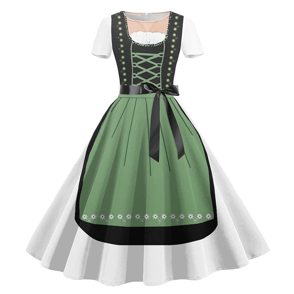 Halloween Oktoberfestbier Kostüm Kleid Maid Bayerisch Deutsch München Wiesn Damen Stoff im traditionellen Stil Lightinthebox