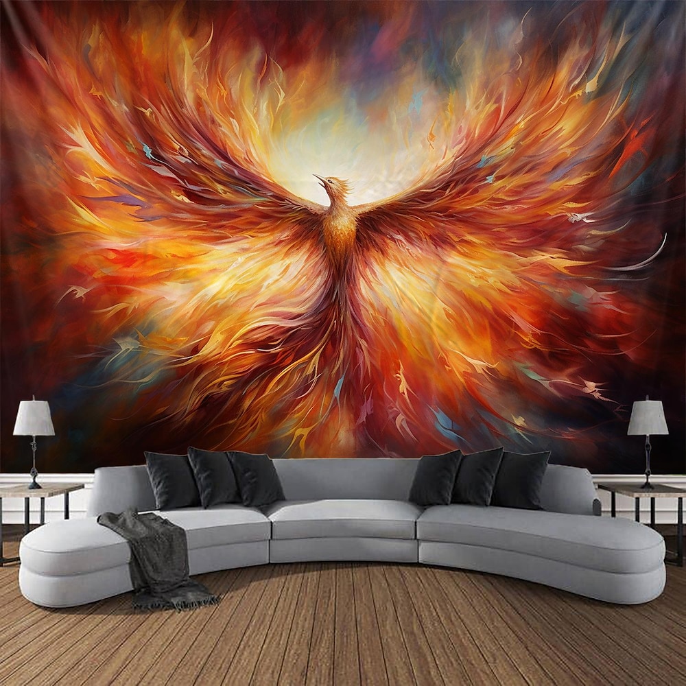 Phenix-Tier-Hängeteppich, Wandkunst, großer Wandteppich, Wanddekoration, Fotografie, Hintergrund, Decke, Vorhang, Zuhause, Schlafzimmer, Wohnzimmer, Dekoration Lightinthebox