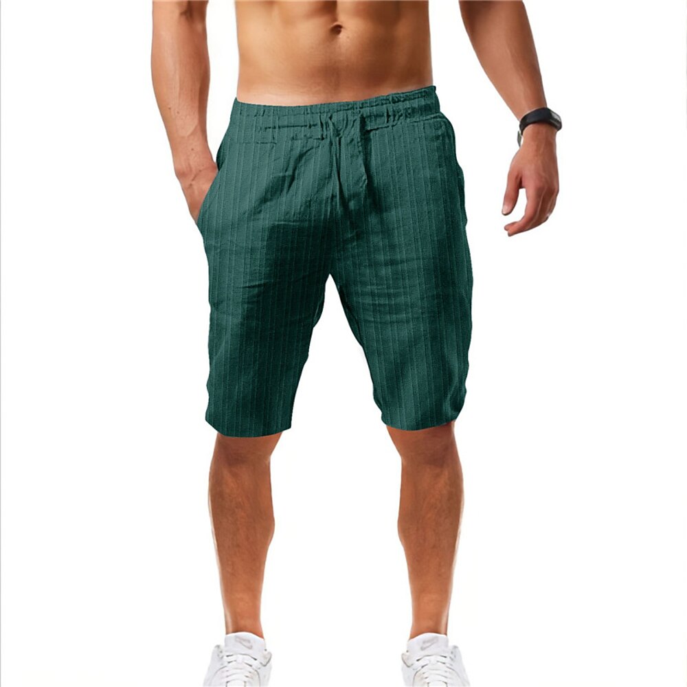 Herren Shorts Kurze Hosen Sommer-Shorts Strandshorts Kurze Hosen Lässige Shorts Kordelzug Elastische Taille Gerade geschnitten Streifen Komfort Atmungsaktiv Kurz Casual Täglich Festtage Modisch Lightinthebox