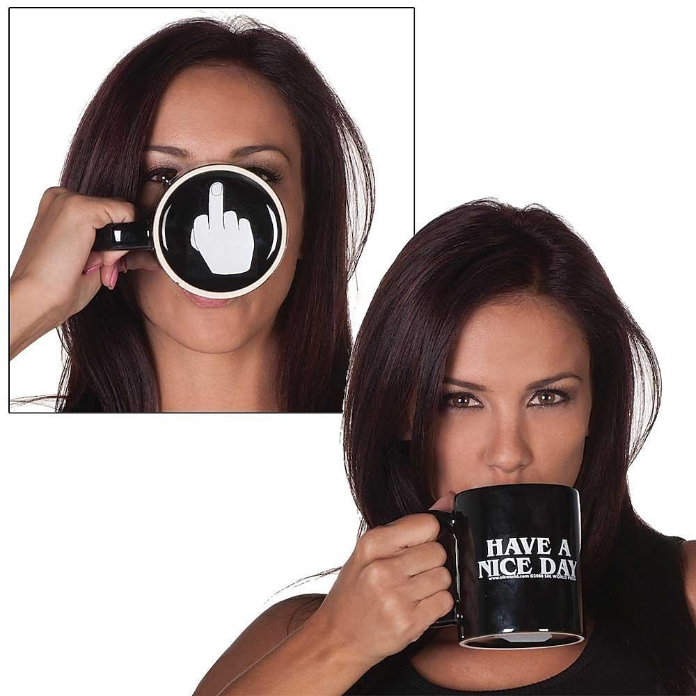 Kreative Tasse „Habe einen schönen Tag"-Kaffeetasse, Mittelfinger, lustige Tasse für Kaffee, Milch, Teetassen, Neuheitsgeschenke, 325 ml Lightinthebox