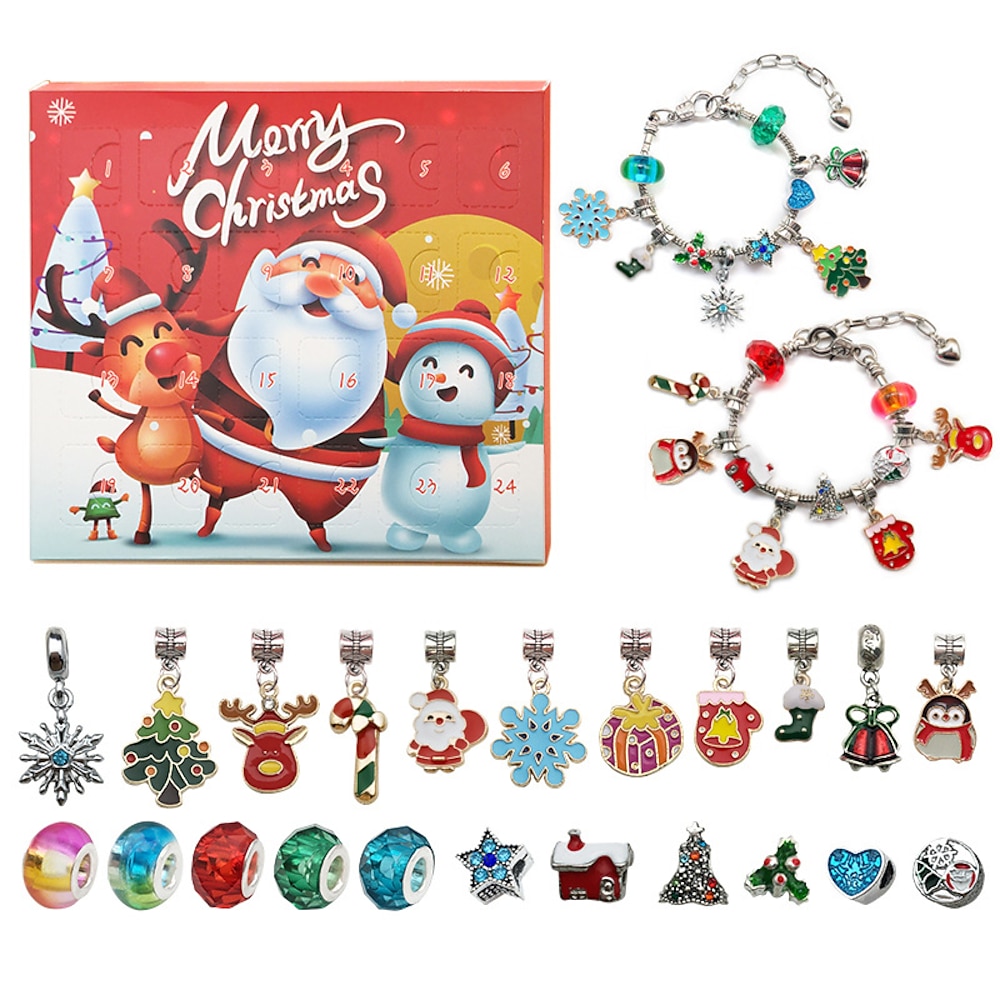 Adventskalender 2024 Schmuck Adventskalender DIY Armband Kit Ringe Ohrringe Schmuckkalender Weihnachtskalender Weihnachtsgeschenke für Frauen Mädchen Kinder Lightinthebox