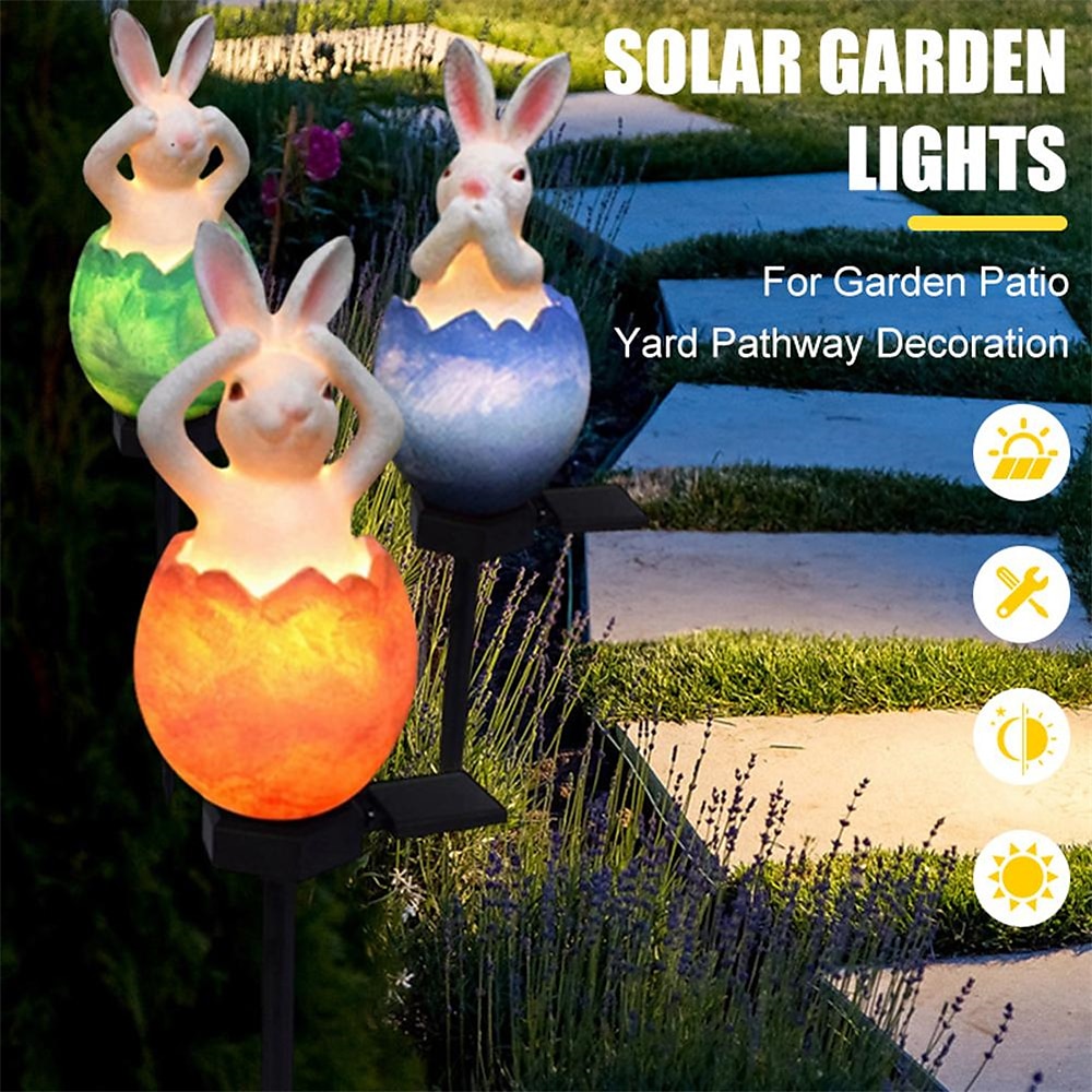 Solarbetriebene Kaninchen-Ei-Rasenleuchte, Osterdekoration, wasserdichte Bodenstecker-Lampe für den Garten, Hof, Landschaftsdekor-Lichter Lightinthebox