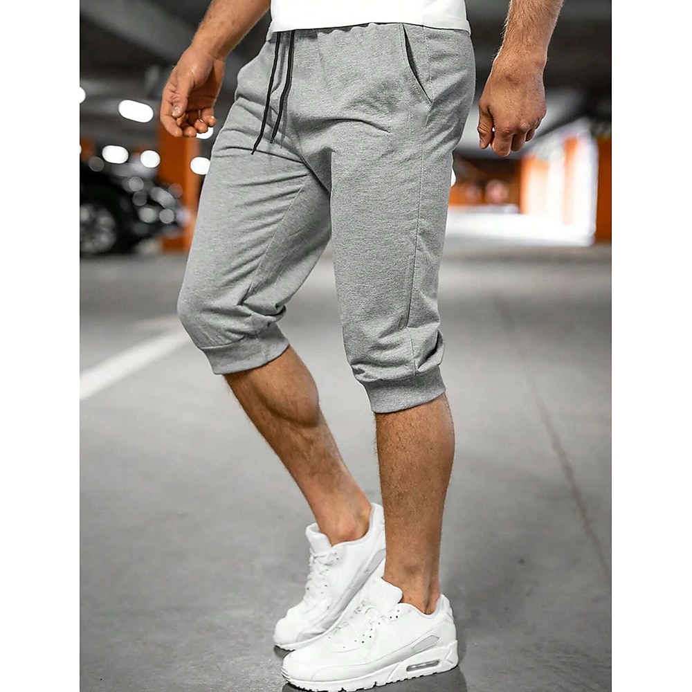 Herren Jogginghose Trainingshose Jogginghose Jogger Caprihose Kordelzug Elastische Taille Glatt Komfort Atmungsaktiv Outdoor Täglich Ausgehen Modisch Brautkleider schlicht Schwarz Hellgrau Lightinthebox