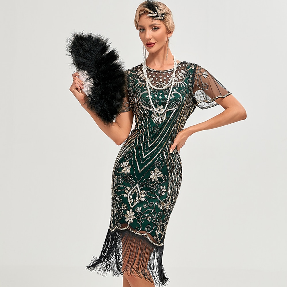 Brüllen 20s 1920s Urlaubskleid Flapper Kleid Kleid Maskerade Der große Gatsby Charleston Dame Damen Pailletten Quaste Silvester Maskerade Hochzeit Party kleid hochzeitsgast Erwachsene Kleid Lightinthebox