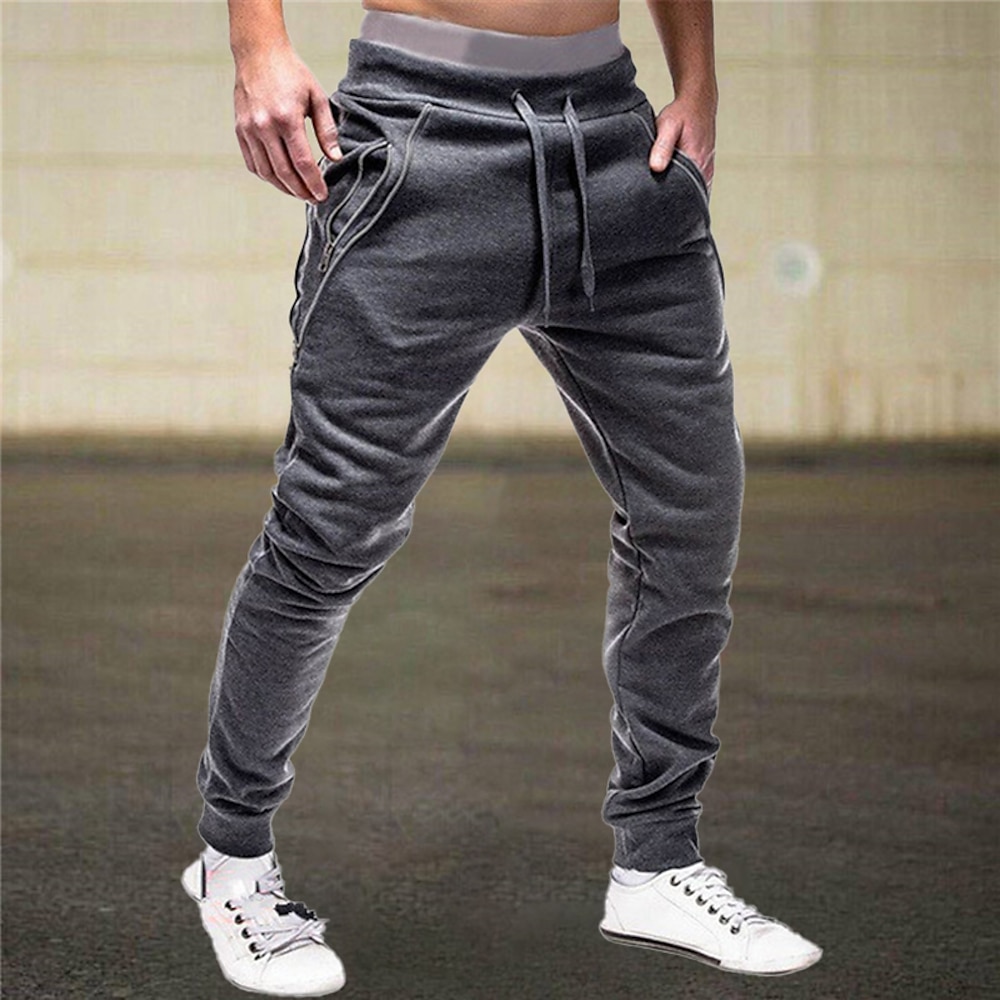 Herren Jogginghose Trainingshose Jogginghose Jogger Hose Hosen Kordelzug Elastische Taille Elastischer Ärmelbund Glatt Komfort Atmungsaktiv Casual Täglich Festtage Sport Modisch Schwarz Hellgrau Lightinthebox