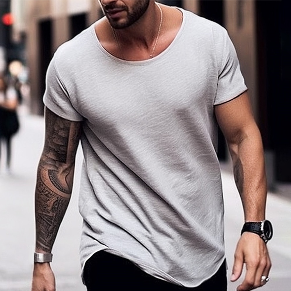 Herren T Shirt T-Shirt Glatt Rundhalsausschnitt Strasse Urlaub Kurze Ärmel Bekleidung Modisch Designer Basic Lightinthebox