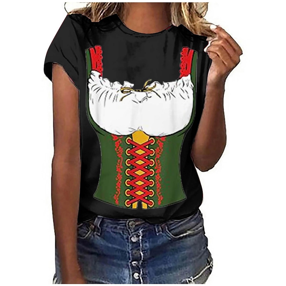 Oktoberfestbier Bayerisch T-Shirt-Ärmel Anime 3D Grafik Für Damen Erwachsene Oktoberfestbier Maskerade 3D-Druck Casual Lightinthebox