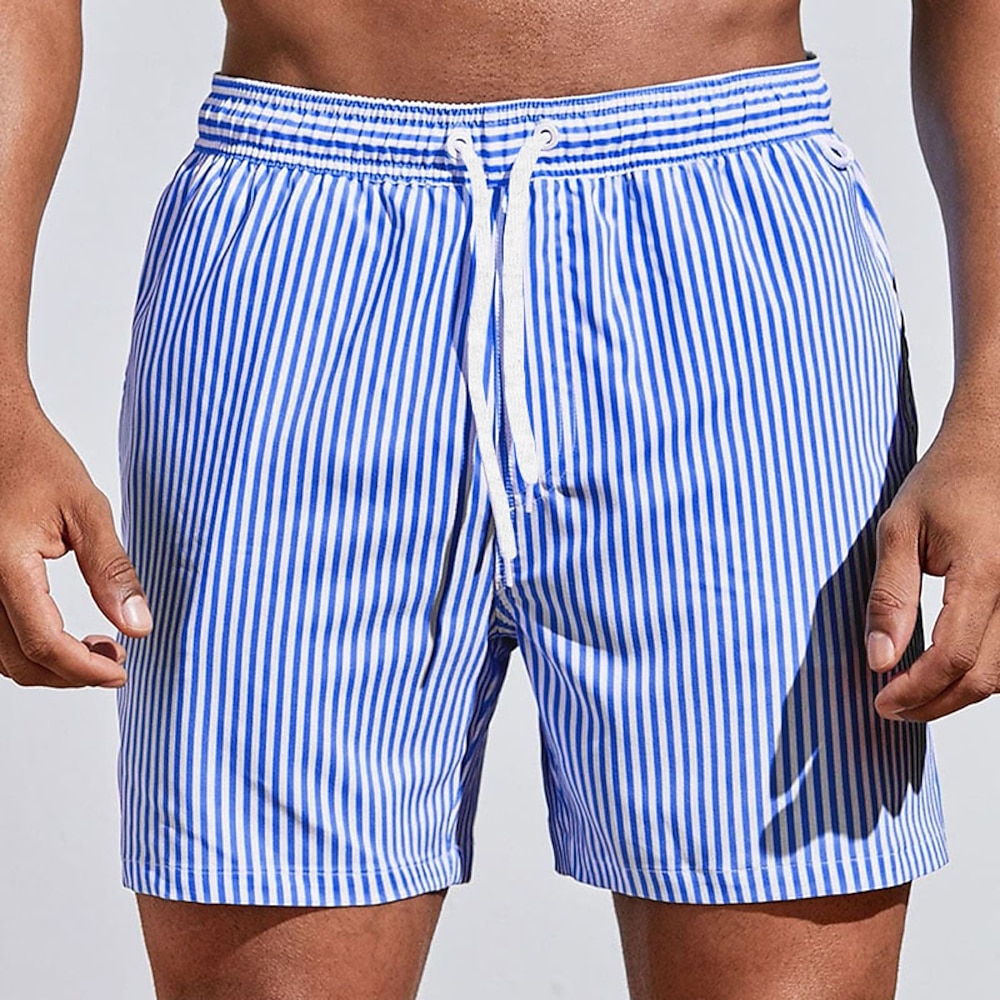 Herren Boardshorts Badeshorts Badehose Schwimmshorts Bademode Sommer-Shorts Strandshorts Kurze Hosen Kordelzug mit Mesh-Futter Elastische Taille Graphic Streifen Atmungsaktiv Weich Kurz Casual Lightinthebox