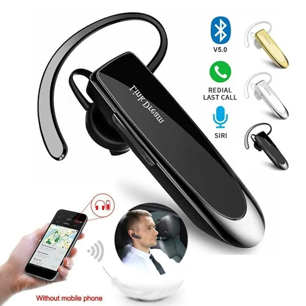 New Bee Bluetooth-Ohrhörer v5.0, kabelloses Freisprech-Headset mit Mikrofon, 24-Stunden-Fahr-Headset, 60 Tage Standby-Zeit für iPhone, Android, Samsung, Laptop, Trucker-Fahrer (Gold, Silber, Schwarz) Lightinthebox