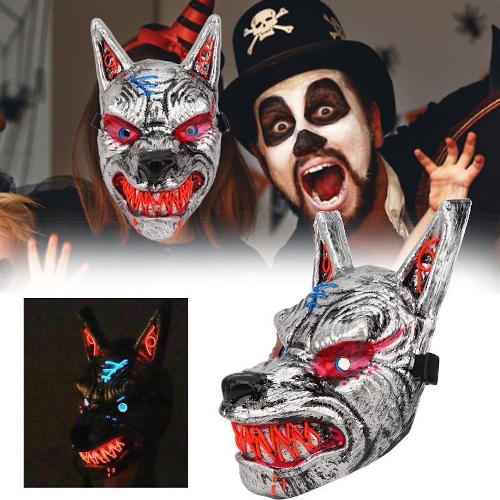 Halloween-Wolfskopfmaske, Anime-Dämon, führte Halloween-Gruselige-Wolf-Maske für Kostümparty Lightinthebox