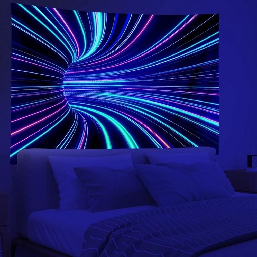 Schwarzlicht-Wandteppich, UV-reaktiv, im Dunkeln leuchtend, Neon-3D-Vortex, psychedelischer Trippy-Nebel, Wandteppich, Wandbild für Wohnzimmer und Schlafzimmer Lightinthebox