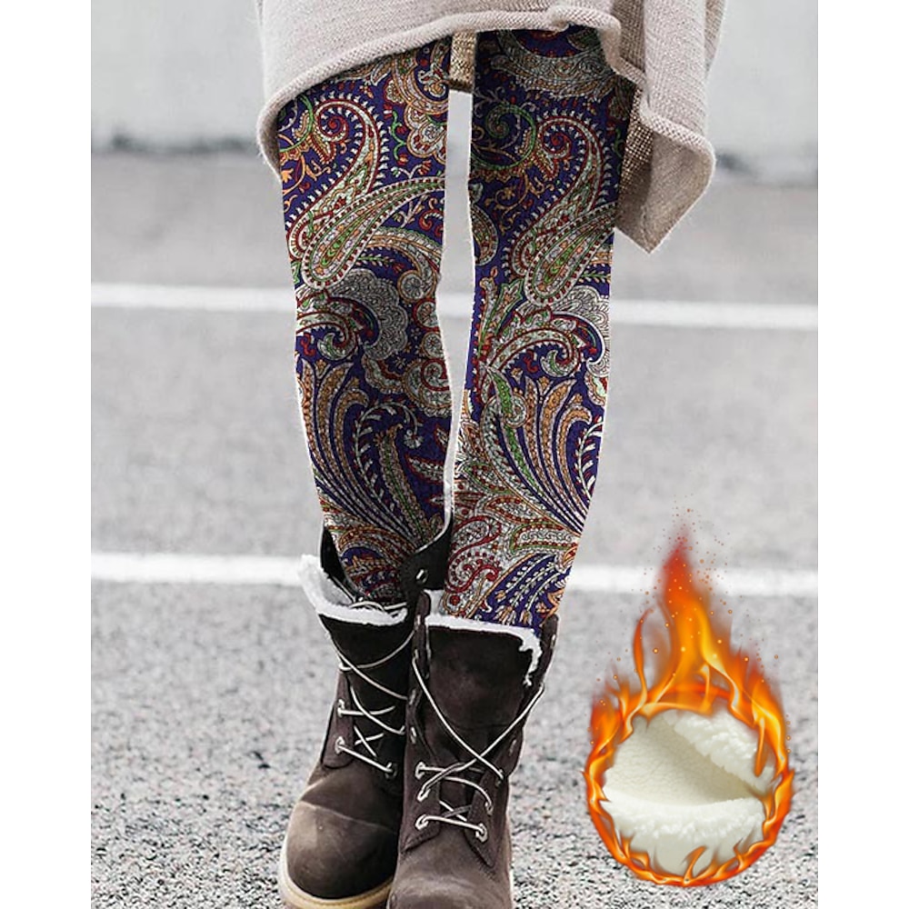 Damen Strumpfhosen Leggins Bedruckt Paisley-Muster Schmetterling Mittlere Taillenlinie Knöchellänge Rote Sommer Lightinthebox