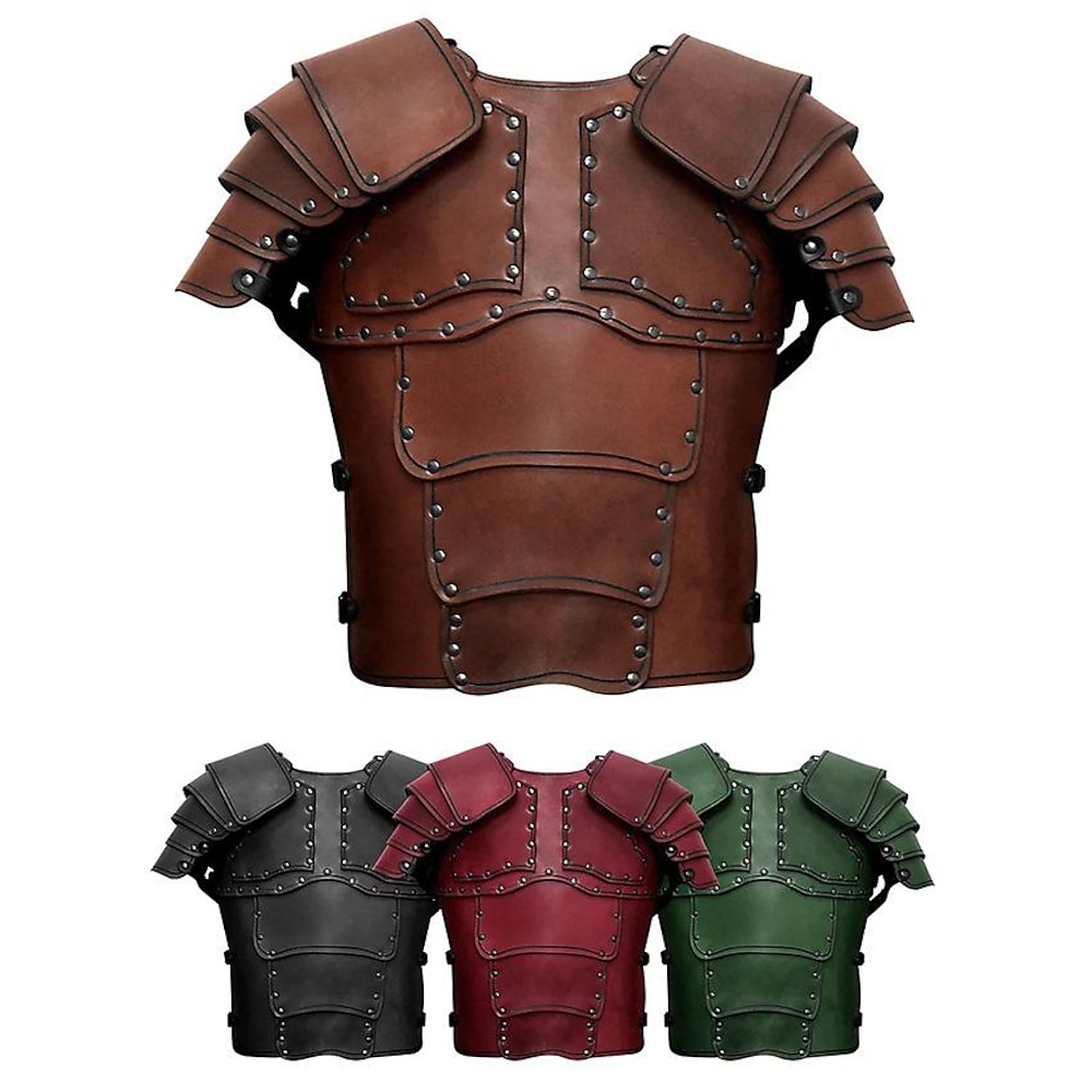 Retro Vintage Mittelalterlich Renaissance Korsett Waffen und Rüstungen Maskerade Brustschutz Seeräuber Krieger Vikinger Schildmaid Walhalla Herren Niete Einfarbig Halloween Leistung Halloween Lightinthebox