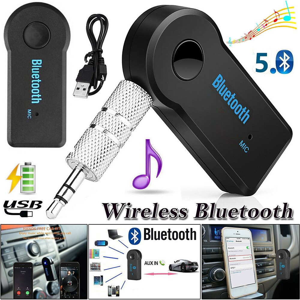 Kabelloser Bluetooth 3,5-mm-Aux-Audio-Stereo-Musik-Heim-Autoempfänger-Adapter, Mikrofon-Bluetooth-Empfänger, 3,5-mm-Kabelloser Auto-Bluetooth-Adapter, Aux-Auto-Audio-Empfänger-Konverter, Lightinthebox