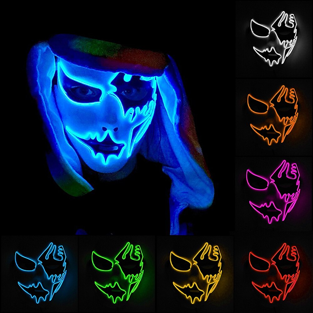 LED-Licht-Geistermaske EL-Maske für Halloween, gruselige Cosplay-Maskerade-Tanzparty, leuchtende Maske Lightinthebox