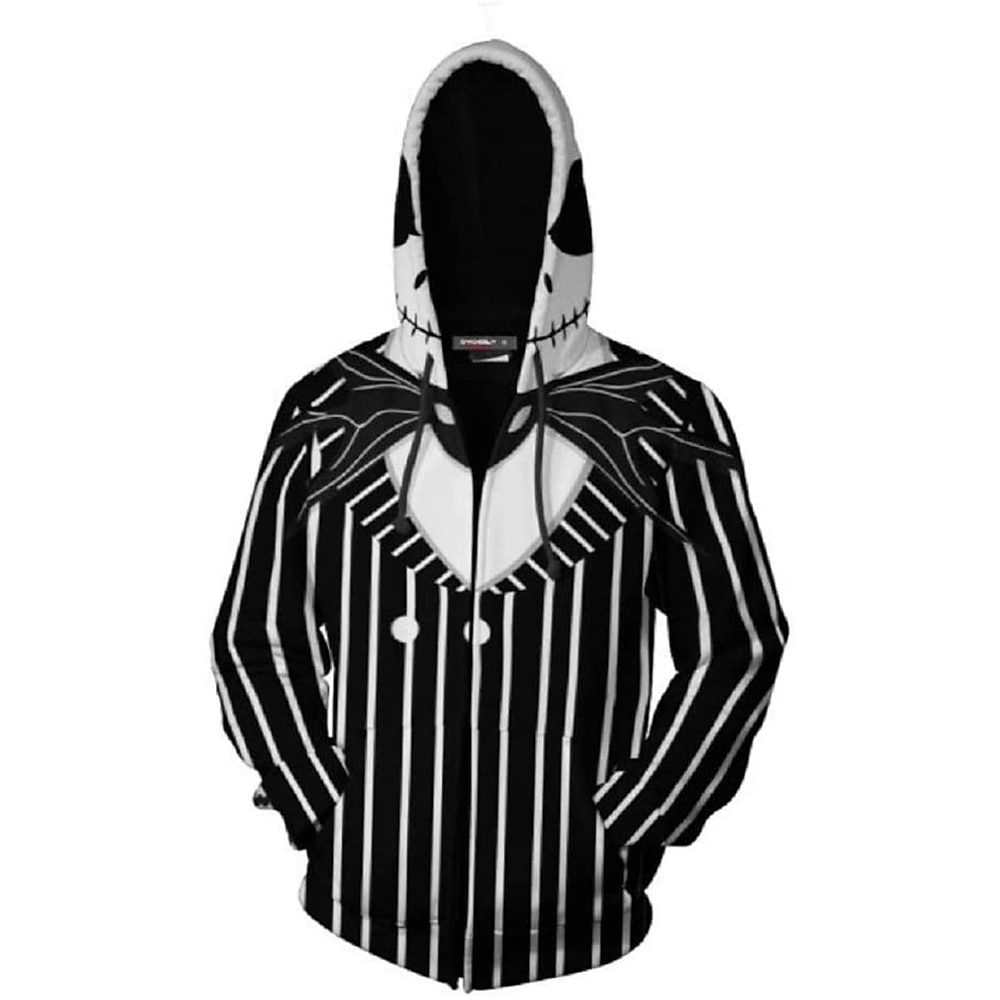 Ausfall Jack Skellington Oberbekleidung Hoodie mit Reißverschluss Pullover Bedruckt 3D Vordertasche Grafik Für Paar Herren Damen Erwachsene 3D-Druck Lightinthebox