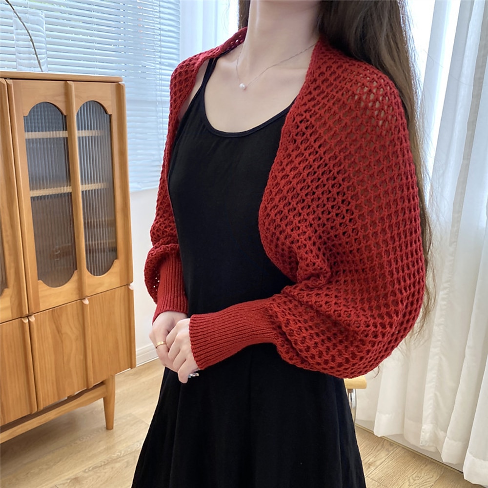 Schals Wickeltücher für Frauen Bolero Einfarbig Casual Langarm Strickware Hochzeit Schals Mit Pure Farbe Für Täglich Herbst Lightinthebox