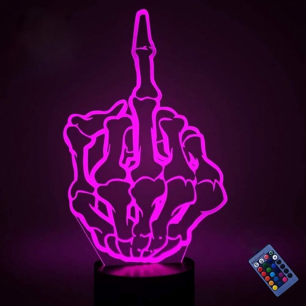 Optische Täuschung, 3D-Mittelfinger-Nachtlicht, 16 Farben, wechselnd, USB-Stromversorgung, Fernbedienung, Touch-Schalter, Dekorlampe, LED-Tisch, Schreibtischlampe, Kinder, Weihnachten, Lightinthebox