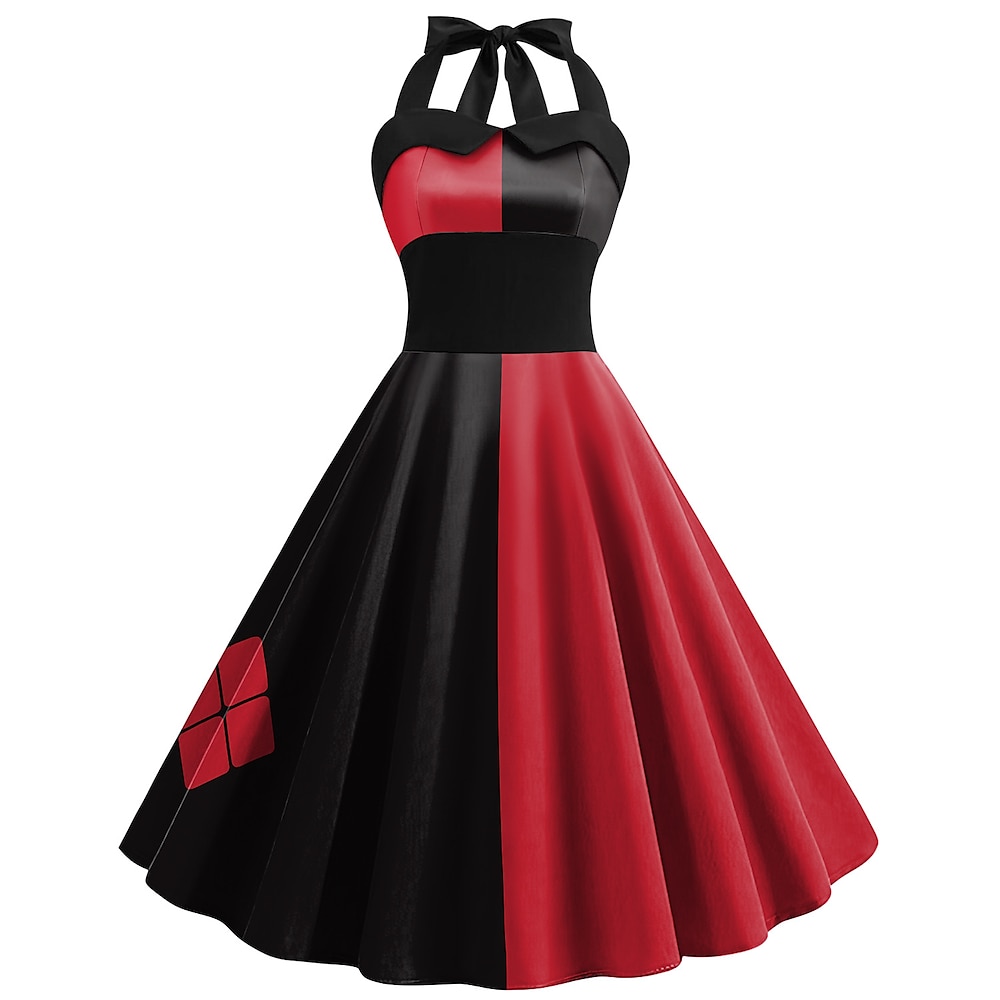 Retro Vintage 1950s Swing-Kleid Halloween-Kleid Clownsmaske Clown Damen Halloween Party / Abend Kleid Lightinthebox