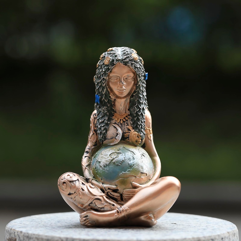 Gaia Mutter Erde Statue, 6 Zoll H Natur Mondgöttin Statue, spirituelle Gegenstände Figuren Statuette Geschenke für Tag der Erde, Muttertag, Ostern Tag moderne Heimdekoration Gartendekoration Lightinthebox