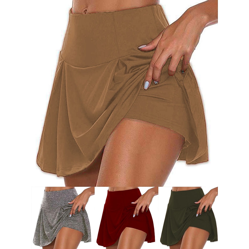 Damen Shorts Kurze Hosen Skort Baumwollmischung Glatt Mittlere Taillenlinie Kurz Rose rot-schwarz Lightinthebox