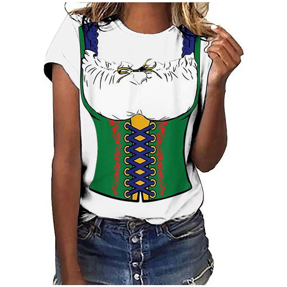 Oktoberfestbier Bayerisch T-Shirt-Ärmel Anime 3D Grafik Für Damen Erwachsene Oktoberfestbier Maskerade 3D-Druck Casual Lightinthebox