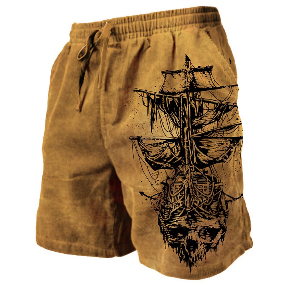 Herren Grafik-Drucke Segelboot Sweatshorts Kurze Hose Strandshorts Kurze Hosen Frottee-Shorts Mittlere Taillenlinie Brautkleider schlicht Athleisure Täglich Festtage Strassenmode Kordelzug Elastische Lightinthebox