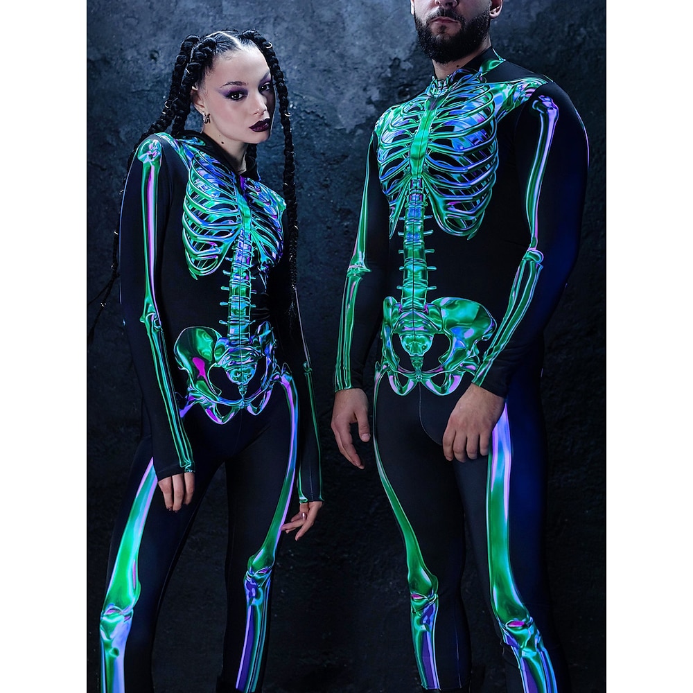 Schädel/Skelett Faschingskostüme Ganzkörpertrikot Cosplay Kostüm Bodysuits Halloween-Gruppenkostüme für Paare Kinder Erwachsene Herren Damen Gruseliges Kostüm Halloween Karneval Maskerade Einfaches Lightinthebox