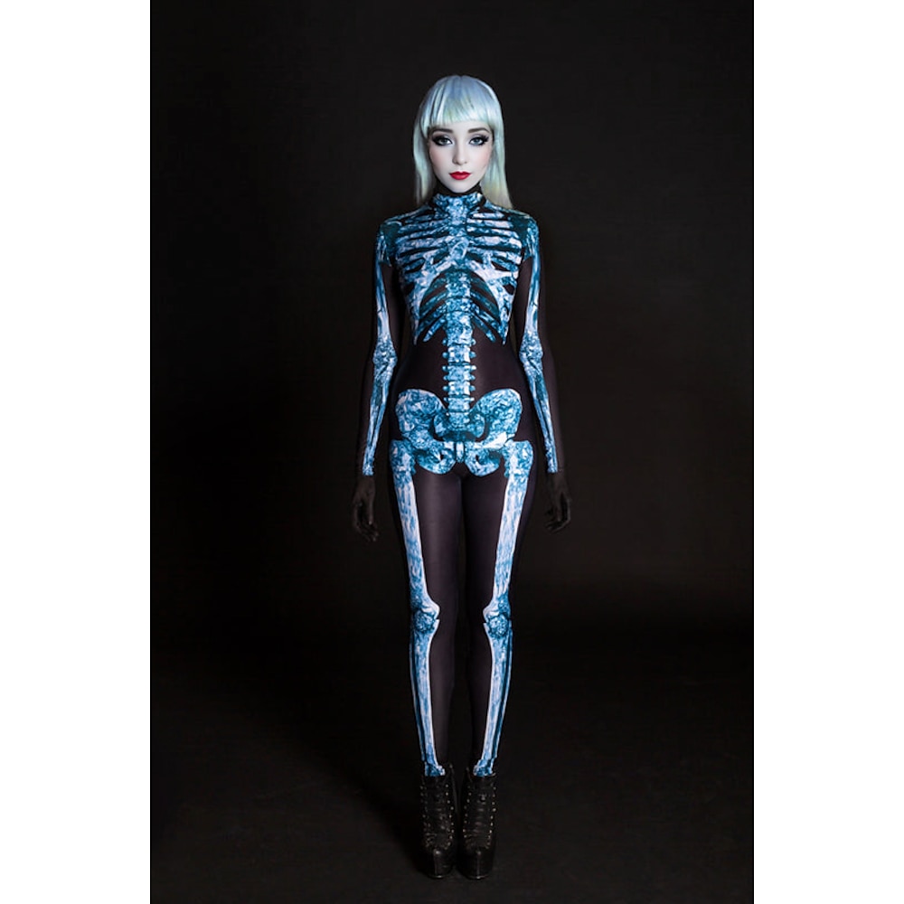 Skelett / Totenkopf Cosplay Kostüm Bodysuits Ganzkörper-Catsuit Erwachsene Damen Ein Stück Gruseliges Kostüm Party Halloween Maskerade Karneval Einfache Halloween-Kostüme Lightinthebox