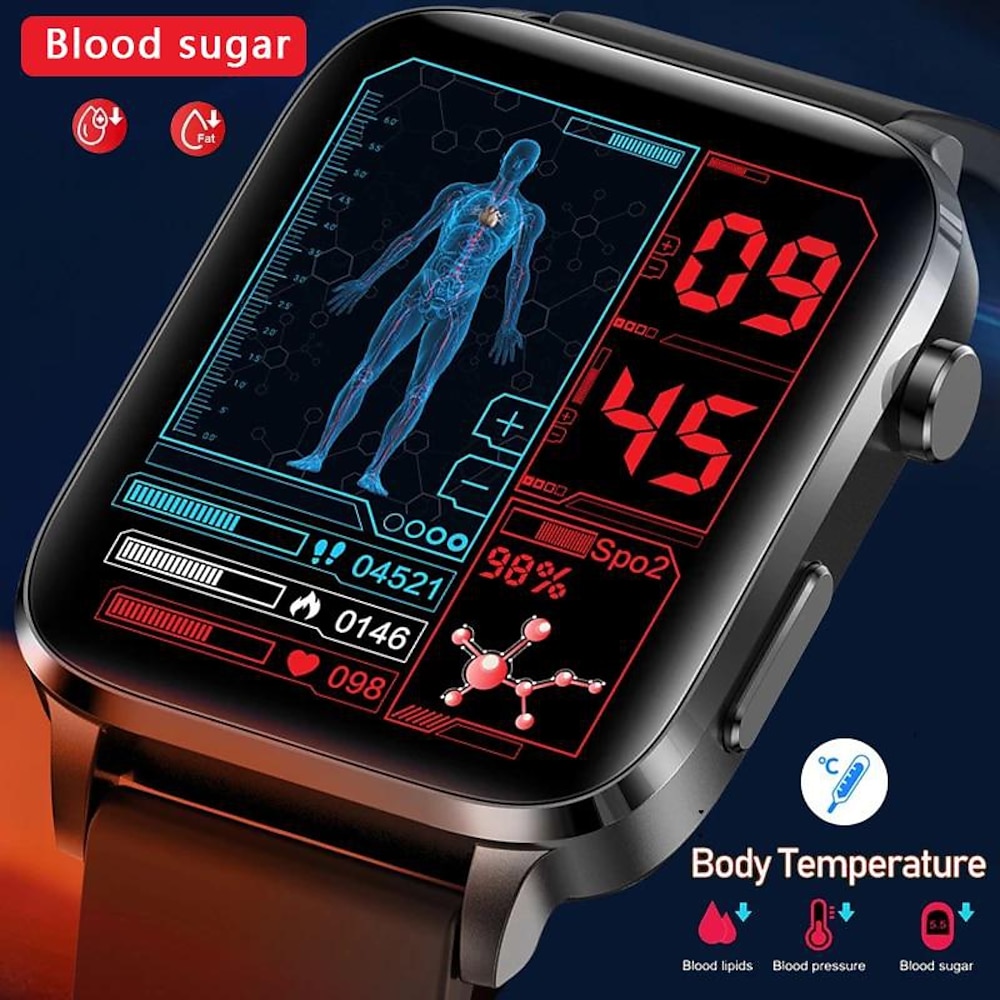 Blutzucker Smart Watch Männer Gesundheit Herzfrequenz Blutdruck Sport Smartwatch Frauen Glucometer Uhr für Android iPhone Lightinthebox