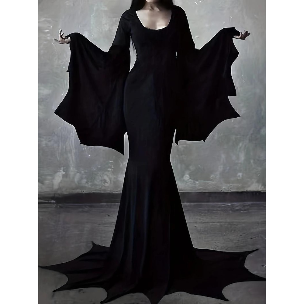 Familie Addams Hexe Morticia Addams Kleid Halloween-Kleid Erwachsene Damen Punk Gothic Party / Abend Karneval Einfache Halloween-Kostüme Lightinthebox