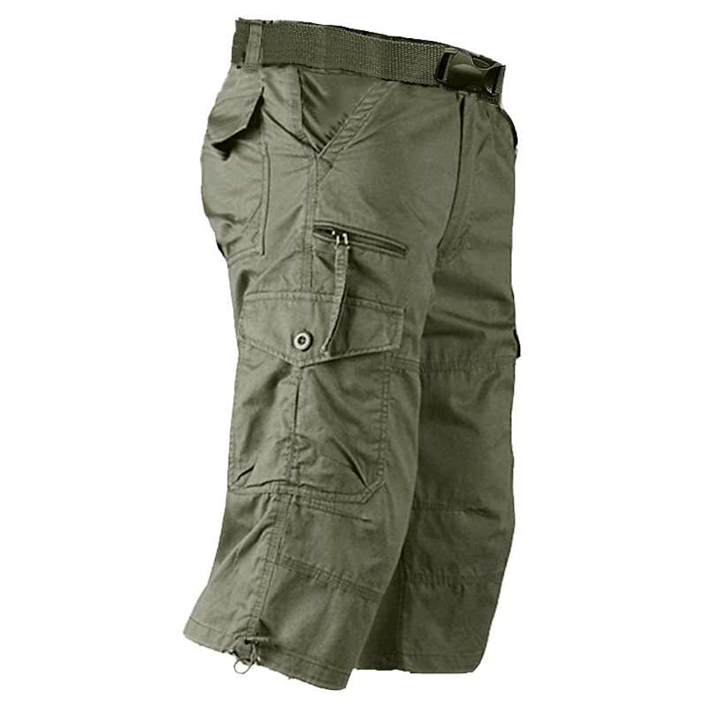 Herren Cargo Shorts Kurze Hosen Capri-Shorts Caprihose Kurze Hose für Wanderer Elastische Taille Multi Pocket Mit Gürtel Glatt Komfort Atmungsaktiv Wadenlänge Täglich Sport Strassenmode Stilvoll Lightinthebox