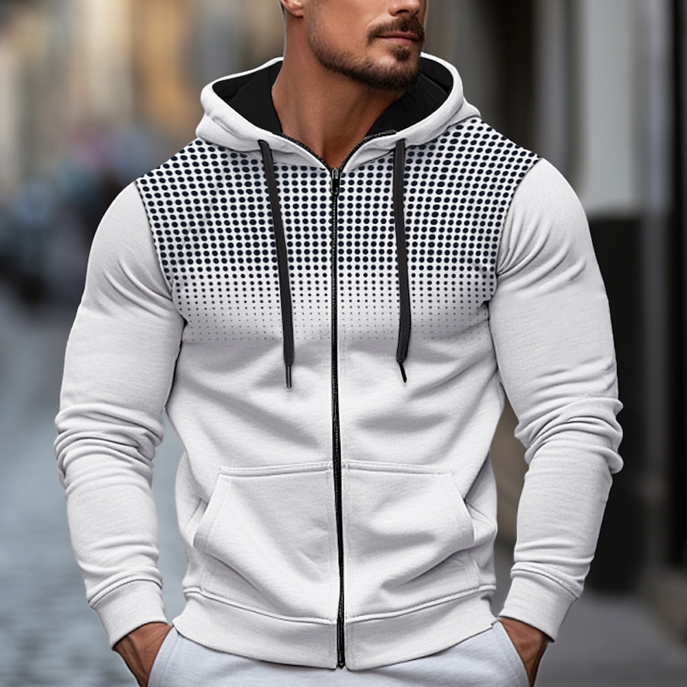 Herren Hoodie Sweatshirt Kapuze Kapuzenshirt mit durchgehendem Reißverschluss Schwarz Weiß Rote Blau Dunkelgray Mit Kapuze Farbblock Sport Natur Täglich Festtage Strassenmode Cool Brautkleider Lightinthebox