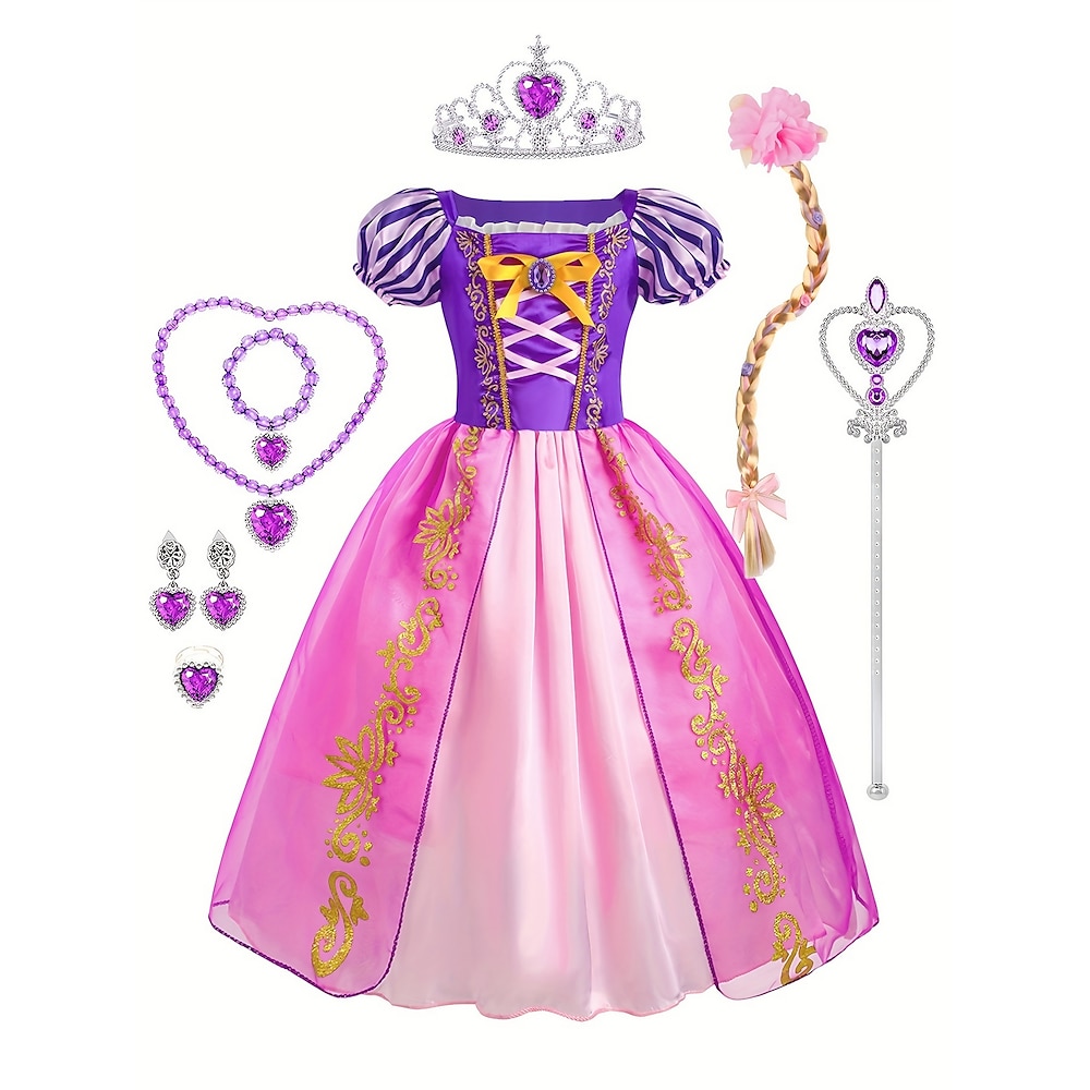 Rapunzel Märchen Prinzessin Blumenmädchen Kleid Motto-Party-Kostüm Tüll-Kleider Mädchen Film Cosplay Cosplay Karneval Maskerade Hochzeit kleid hochzeitsgast Lightinthebox