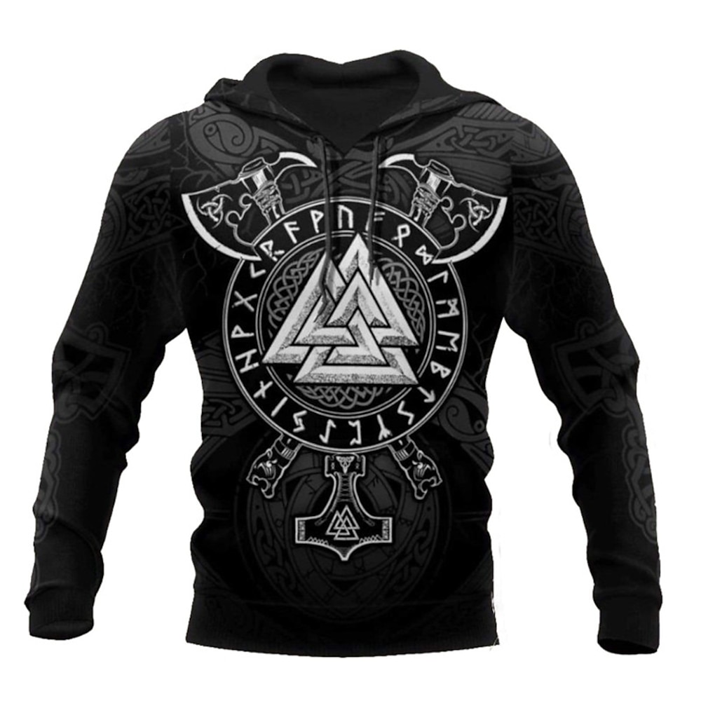 Herren Grafik-Drucke Vikinger Hoodie Sweatshirt Kapuze Hoodies Pullover Hoodie Sweatshirt Kapuze Langarm Sweatshirt mit Kapuze Mit Kapuze Täglich 3D-Druck Festtage Ausgehen Strassenmode Schwarz Rote Lightinthebox