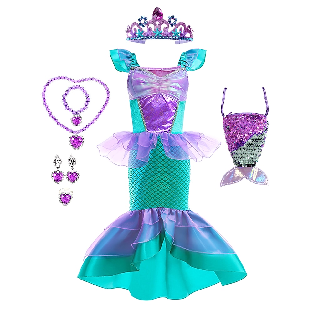 Die kleine Meerjungfrau Kleine Meerjungfrau Meerjungfrau Aqua Princess Kleid Motto-Party-Kostüm Mädchen Film Cosplay Cosplay Karneval Maskerade Lightinthebox