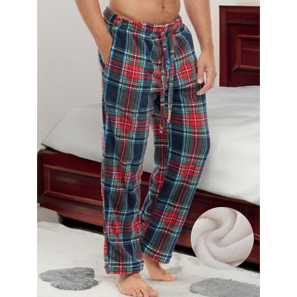 Herren Hausanzug Flanell-Pyjama-Hose Karierte hose Lounge Hose 1 pcs Plaid Grafik-Drucke Stilvoll Brautkleider schlicht Komfort Heim Täglich Flanell Komfort Hose Kordelzug Elastische Taille Herbst Lightinthebox