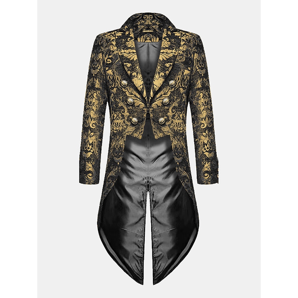 Herren Freizeit Blazer schwarz gold Vampir Gothic Übergröße Jacke Showman Smoking Frack Kleid Gehrock Steampunk viktorianisch Lightinthebox