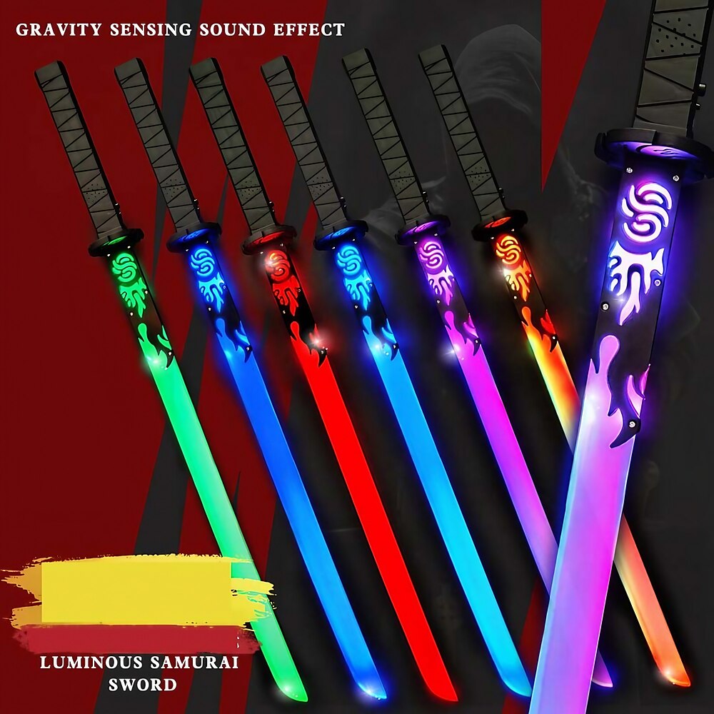 82,5 cm langer Samurai-Glanz-Blitzstab, bunter Blitz-Kampf-Soundstab, Nachtmarkt-Bodenständer-Spielzeug Lightinthebox