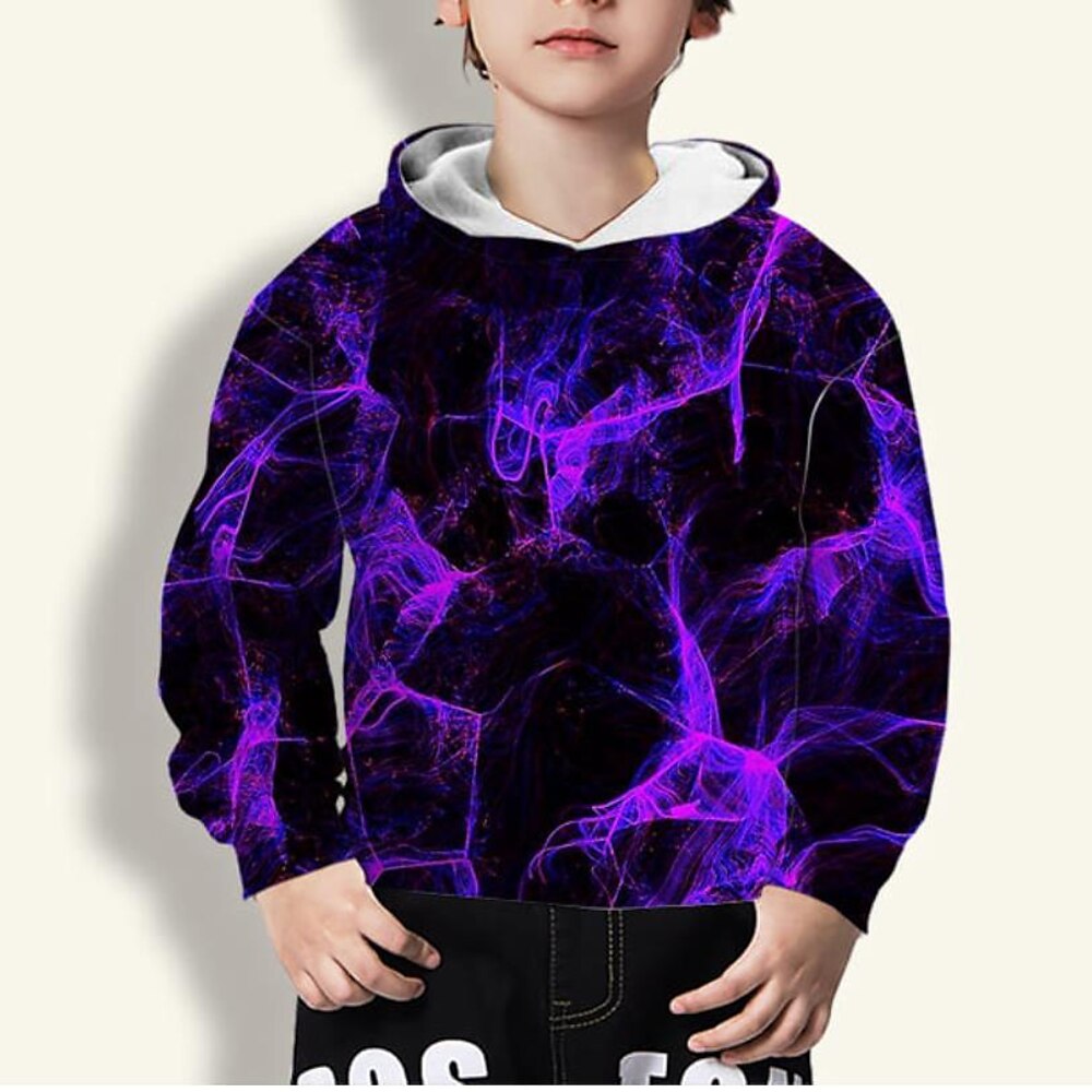 Kinder Jungen Kapuzenpullover Langarm 3D Kordelzug Purpur Kinder Oberteile Aktiv Grundlegend Kindertag Lightinthebox