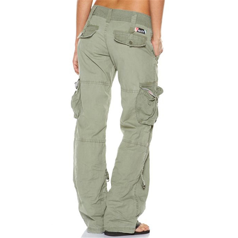 Cargo-Khaki-Hose für Damen, Hose in voller Länge, hoher Schnitt, mikroelastisch, hohe Taille, Mode, Streetwear, Freizeitkleidung, Alltagskleidung, Schwarz, Weinrot, XS, S, Herbstamp; Winter Lightinthebox