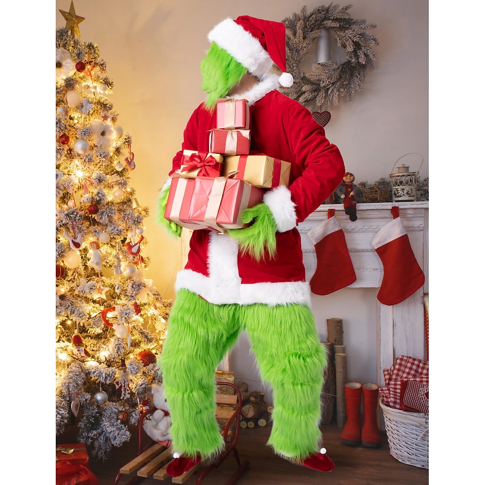 Grünes Monster pelzig Austattungen Cosplay Kostüme Herren Weihnachten Halloween Karneval Heiligabend Erwachsene Party Abend Silvester Lightinthebox