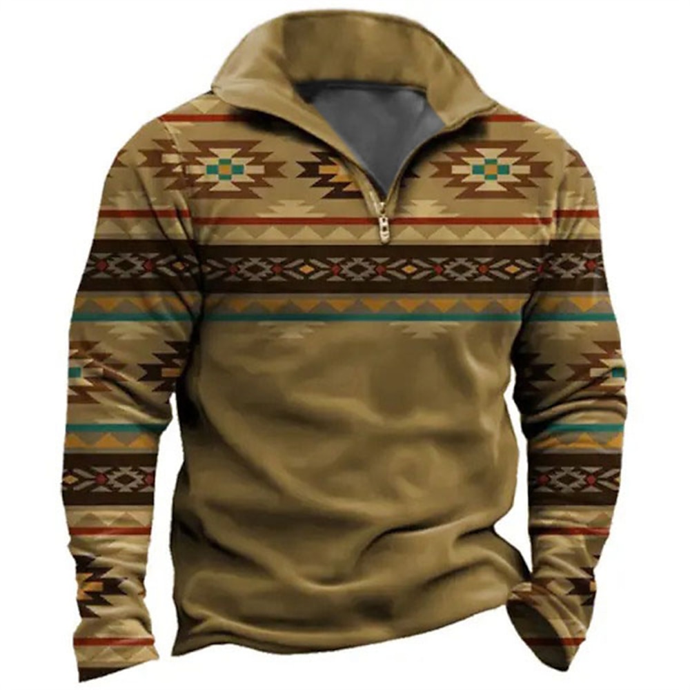 Herren Stammes Grafik-Drucke Sweatshirts Sweatshirt Pullover Reißverschluss-Sweatshirt Zur Seite fahren Langarm Sweatshirt Viertel Postleitzahl Täglich Klassisch Brautkleider schlicht 3D-Druck Lightinthebox