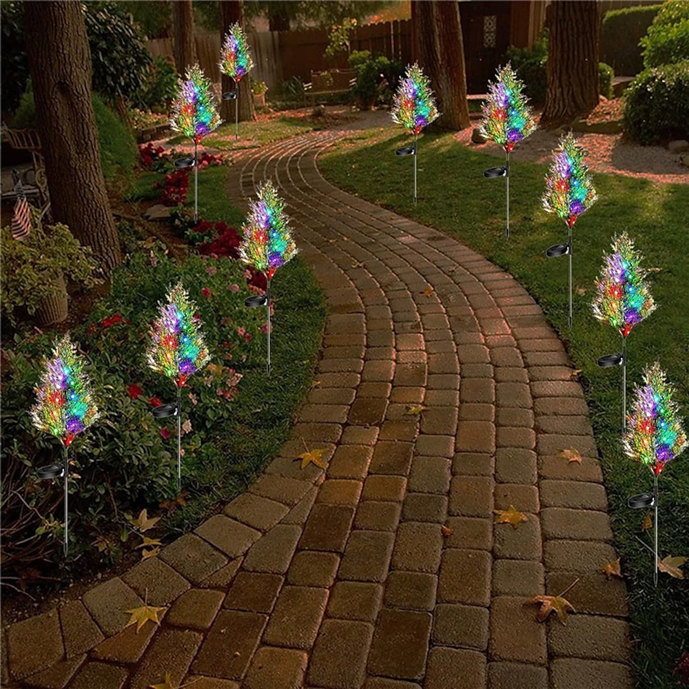 Outdoor Solar Power Weihnachtsbaum Dekor Lichter wasserdichte LED Rasen Garten Terrasse Veranda Landschaft Lampen Weihnachten bunte Dekor Lichter Lightinthebox