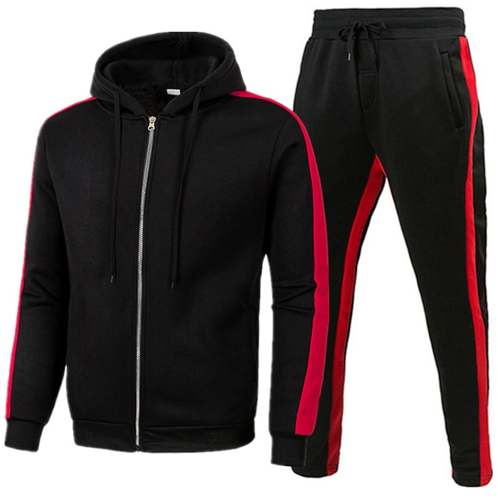 Herren Trainingsanzug Jogginganzug 2 teilig Sportlich Langarm warm Atmungsaktiv Feuchtigkeitsableitung Fitness Laufen Joggen Sportbekleidung Sportkleidung Farbblock Gelb / schwarz schwarzdunkelgrau Lightinthebox