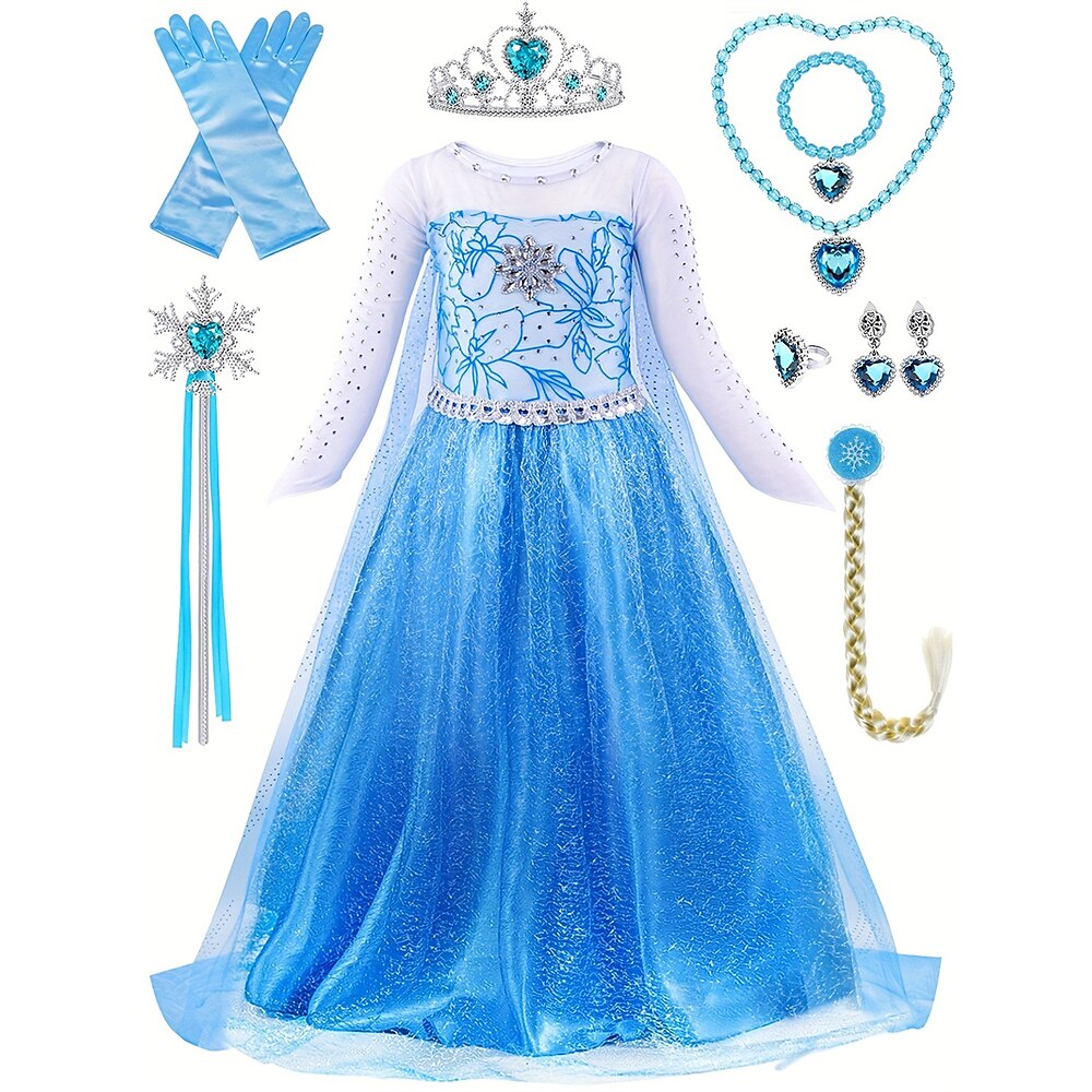 Frozen Märchen Prinzessin Elsa Blumenmädchen Kleid Motto-Party-Kostüm Tüll-Kleider Mädchen Film Cosplay Cosplay Karneval Maskerade Hochzeit kleid hochzeitsgast Lightinthebox