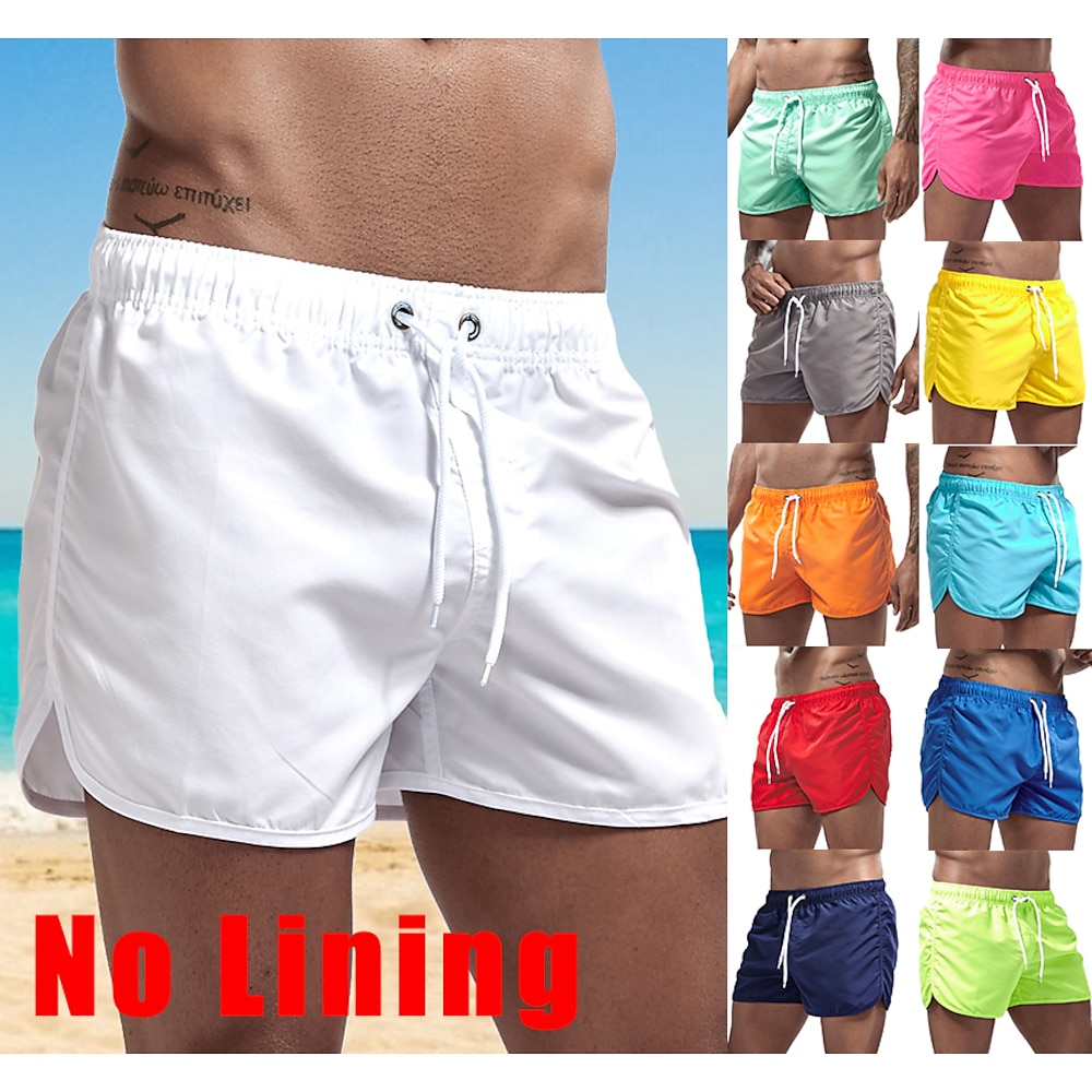 Herren Boardshorts Badeshorts Badehose Schwimmshorts Bademode Kordelzug Einfarbig Schnelltrocknend Leichtgewichtig Laufen Schwimmbad Klassisch Casual / sportlich Schwarz Weiß Lightinthebox