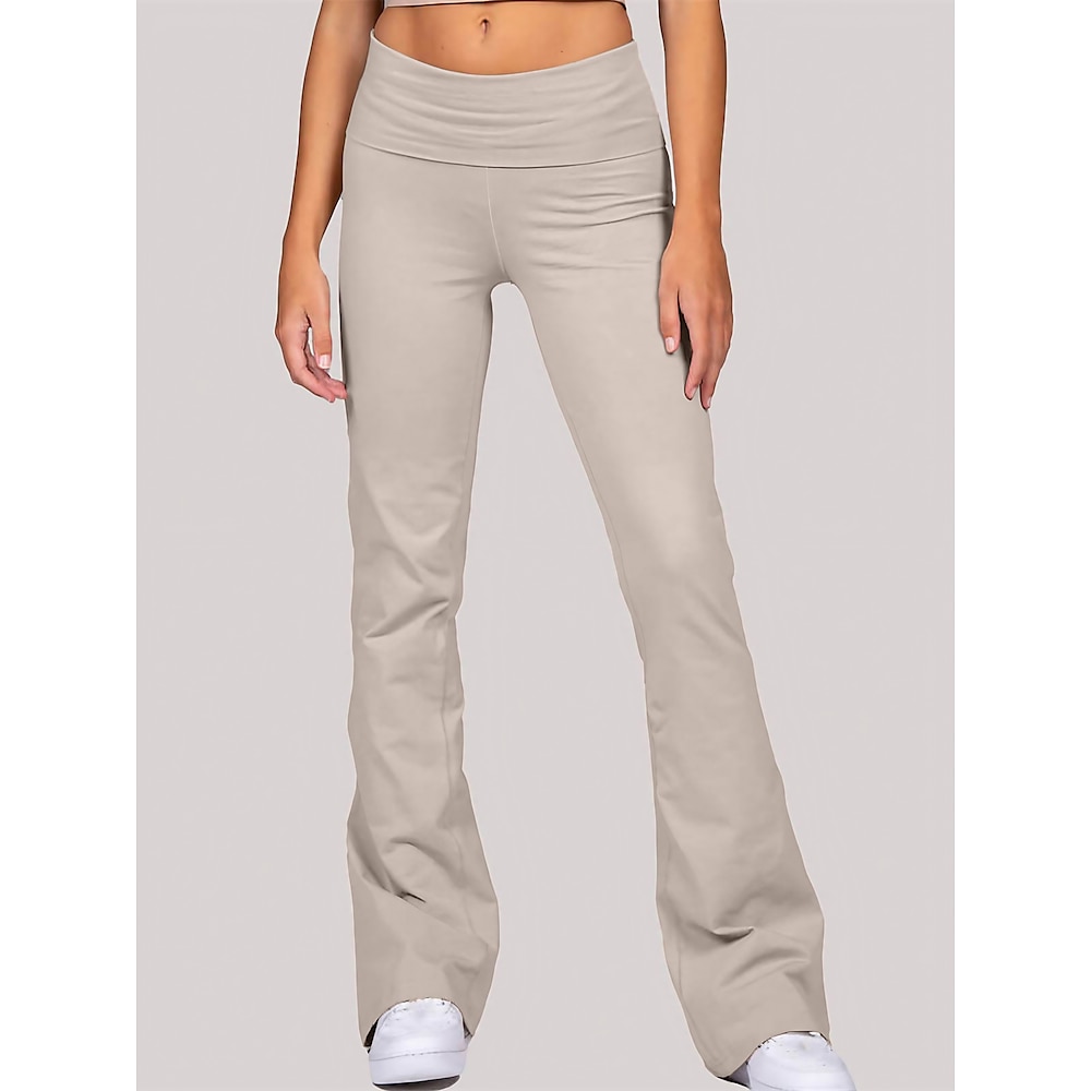 Damen Chinesisch Chino Hosen Hose Feste Farbe Niedrige Taillenlinie In voller Länge Beige Herbst Lightinthebox