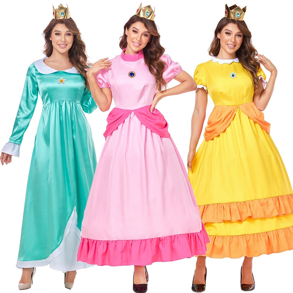 Super Bros Prinzessin Peach Cosplay Kostüm Erwachsene Damen Cosplay Karnival Leistung Halloween Karneval Maskerade Einfaches Karnevalskostüm Lightinthebox